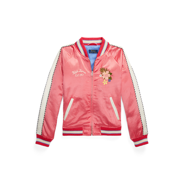 Tropical Satin Baseball Jacket