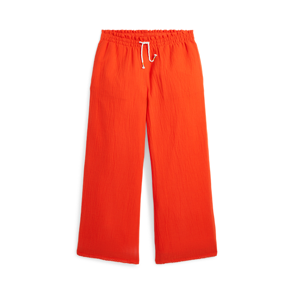 Crochet-Trim Cotton Gauze Trouser