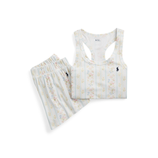 Floral Ribbed Tank and Short Sleep Set