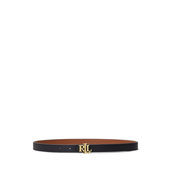 Logo Reversible Leather Skinny Belt