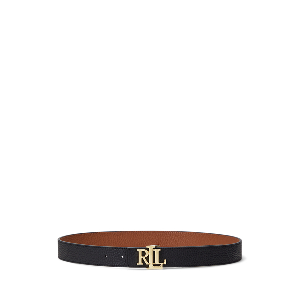 Logo Reversible Pebbled Leather Belt Lauren 1