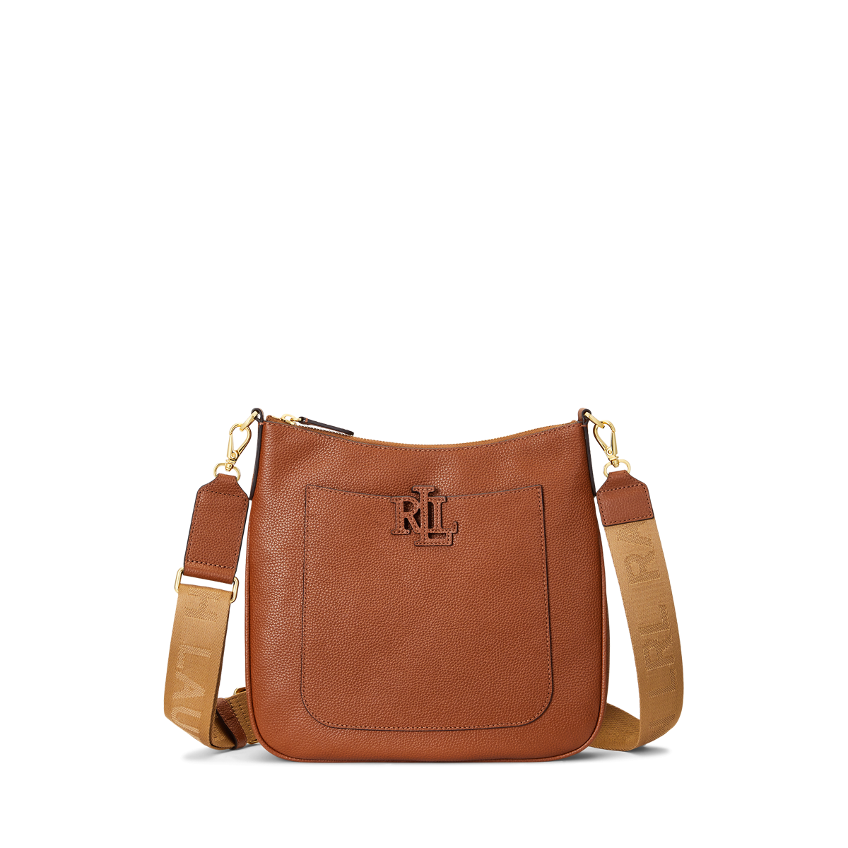 Lauren Ralph Lauren Pebbled Leather Large Cameryn Crossbody Handbags Lauren Tan : One Size