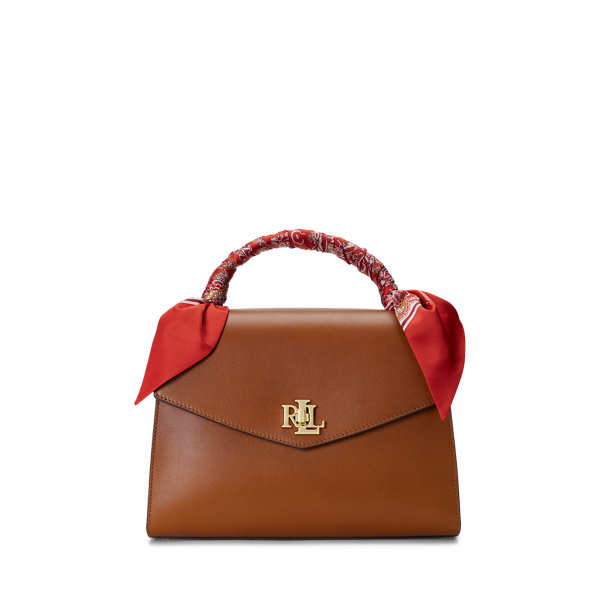 Polo Ralph Lauren Scarf-Trim Leather Medium Farrah Satchel