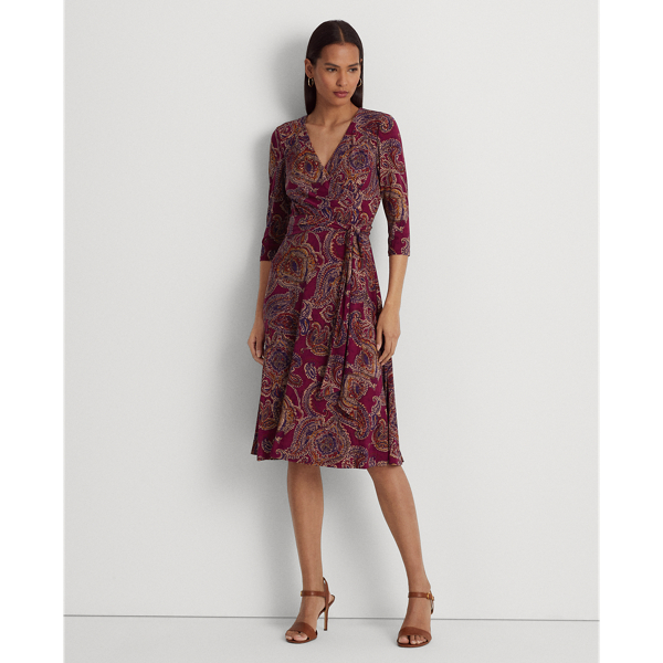 Robe en jersey à col en V croisé
