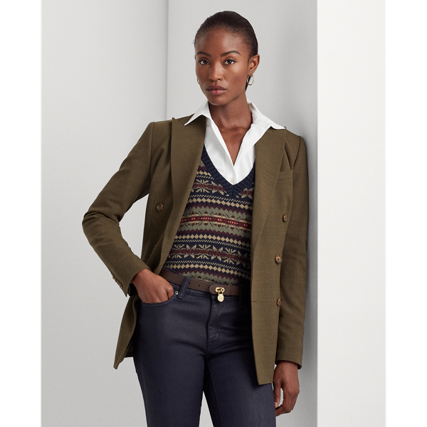 Double-Breasted Wool Crepe Blazer Lauren 1