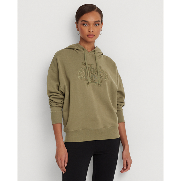 Beaded-Logo French Terry Hoodie Lauren 1