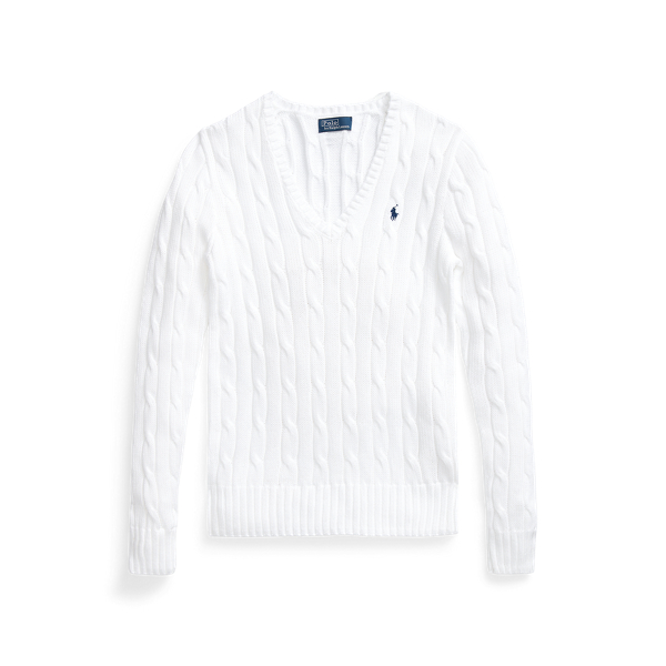 Pull col en V torsadé en coton pour Women | Ralph Lauren® FR