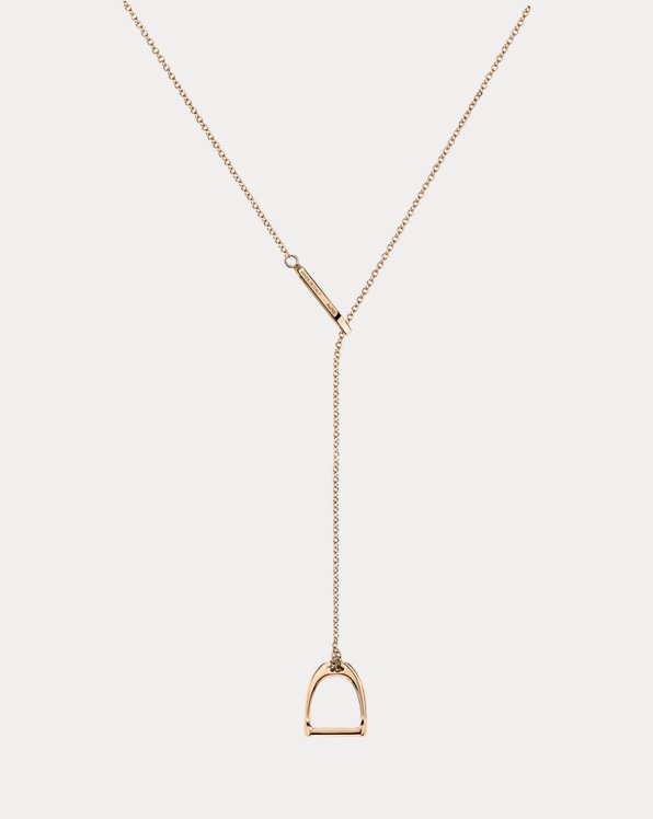Rose Gold Stirrup Lariat Necklace