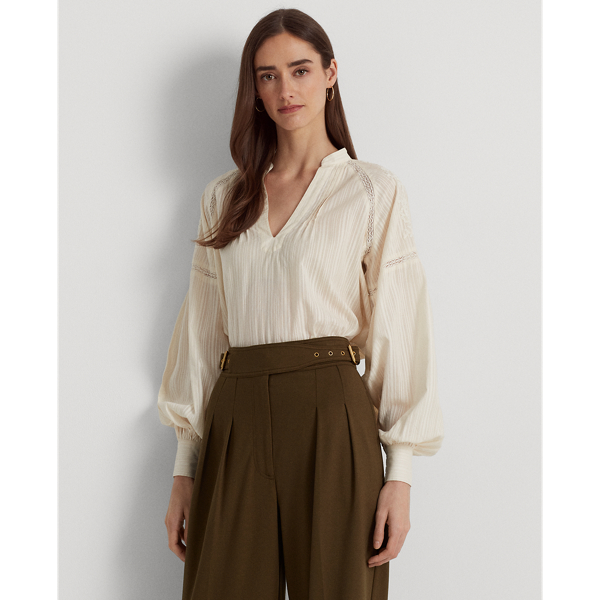 Shadow-Stripe Cotton Blouse