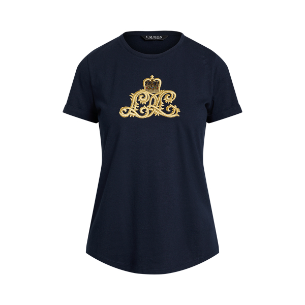 Beaded-Logo Cotton-Blend-Jersey Tee