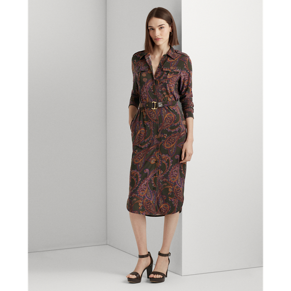 Paisley Stretch Jersey Shirtdress