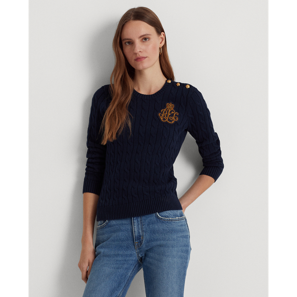 Pull torsadé à broderie bullion en coton