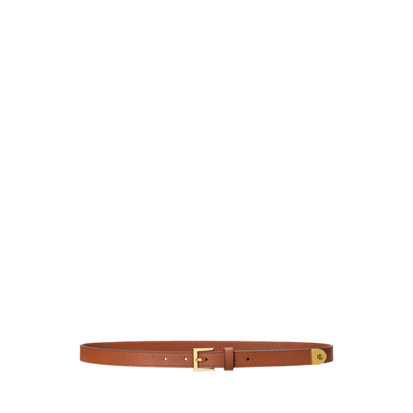 Pebbled Leather Skinny Belt