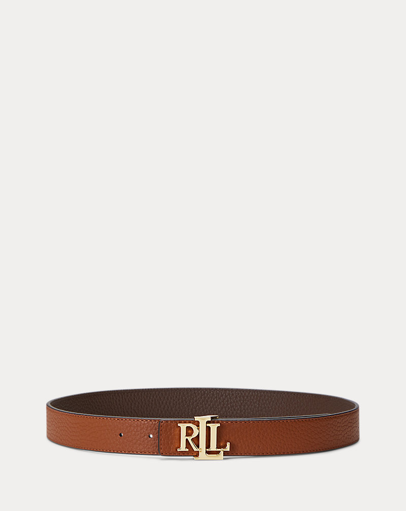Logo Reversible Pebbled Leather Belt Lauren 1