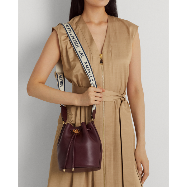 Lauren ralph lauren mini leather drawstring bucket bag hotsell