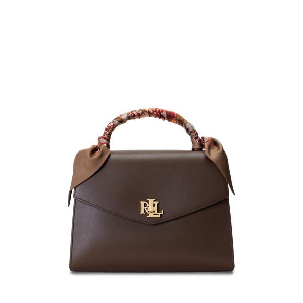 Scarf-Trim Leather Medium Farrah Satchel