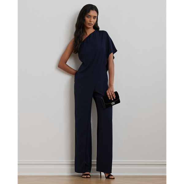 Cape Georgette One-Shoulder Jumpsuit