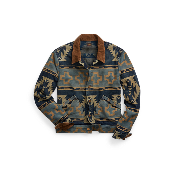 Corduroy-Trim Jacquard Jacket