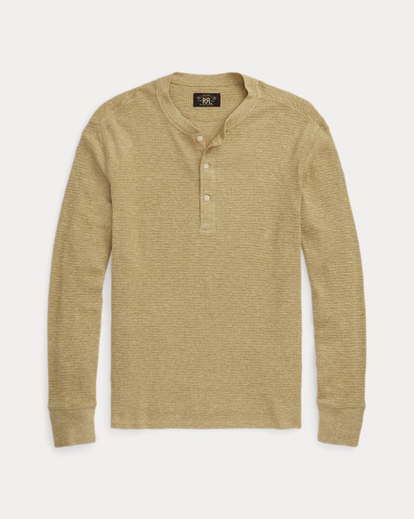 Waffle-Knit Henley Shirt