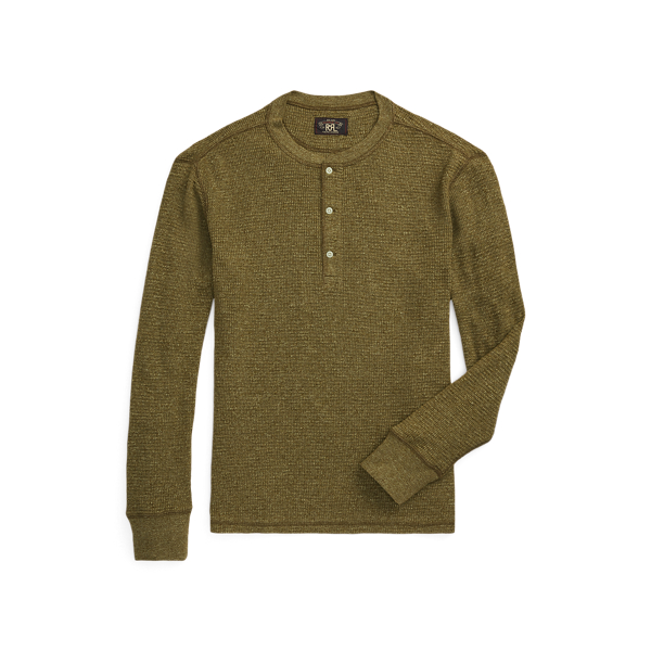 Waffle-Knit Henley Shirt