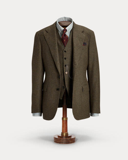 Houndstooth Wool Twill Suit Jacket
