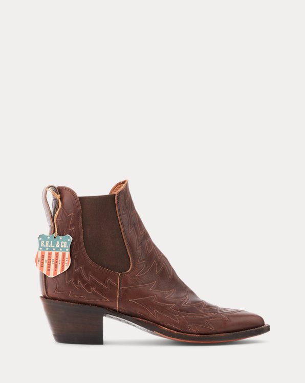 Embroidered Leather Chelsea Boot