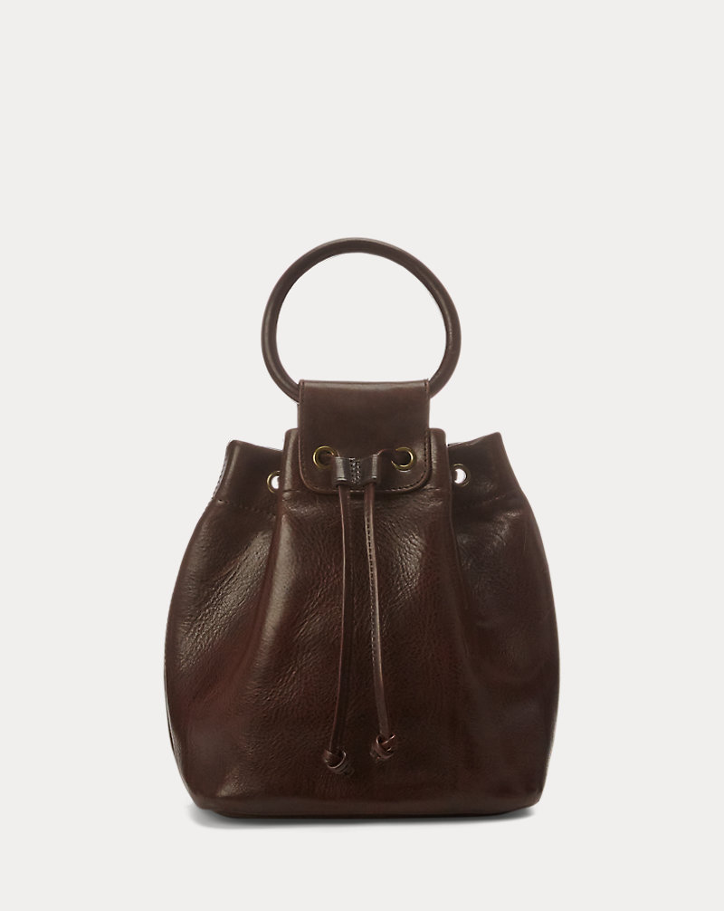 Leather Drawstring Top-Handle Bag RRL 1