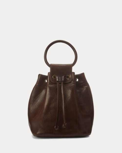 Leather Drawstring Top-Handle Bag