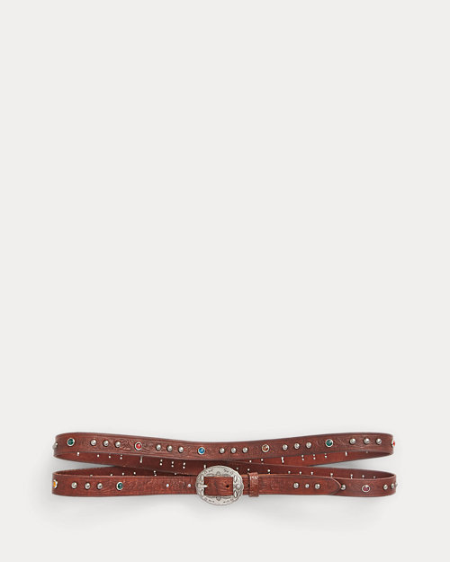 Tooled Leather Double-Wrap Belt