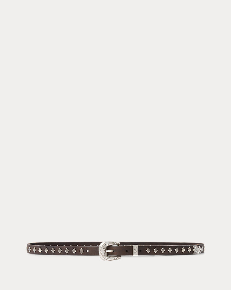 Studded Leather Slim Belt RRL 1