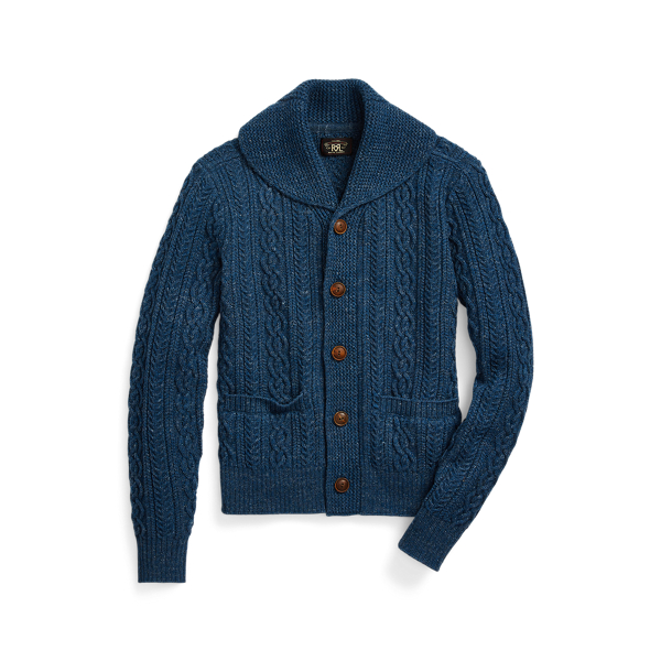 Cardigan torsadé col châle coton laine