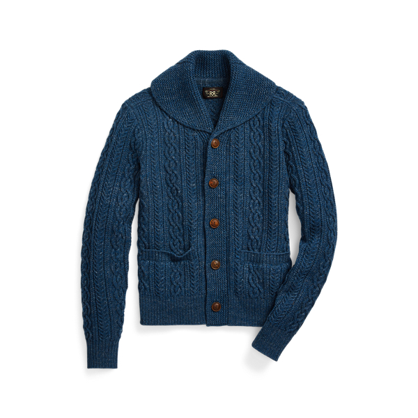 Cable Cotton-Wool Shawl Cardigan