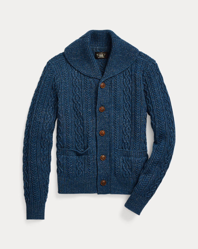 Cardigan torsadé col châle coton laine RRL 1
