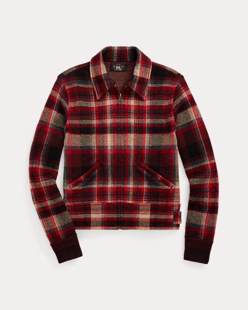 Plaid Wool-Cashmere Sweater Jacket