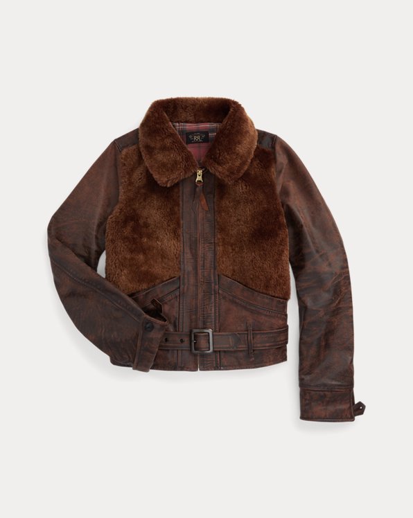 Shearling-Paneled Leather Jacket