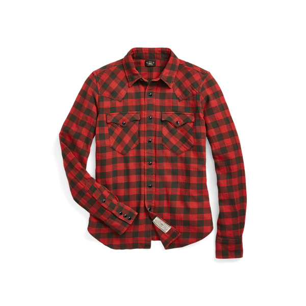 Plaid Cotton-Linen Western Shirt RRL 1