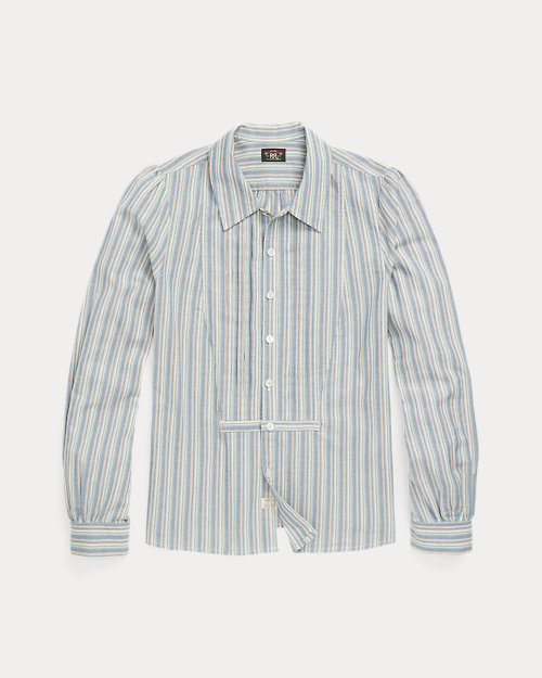 Striped Cotton Pleated Blouse