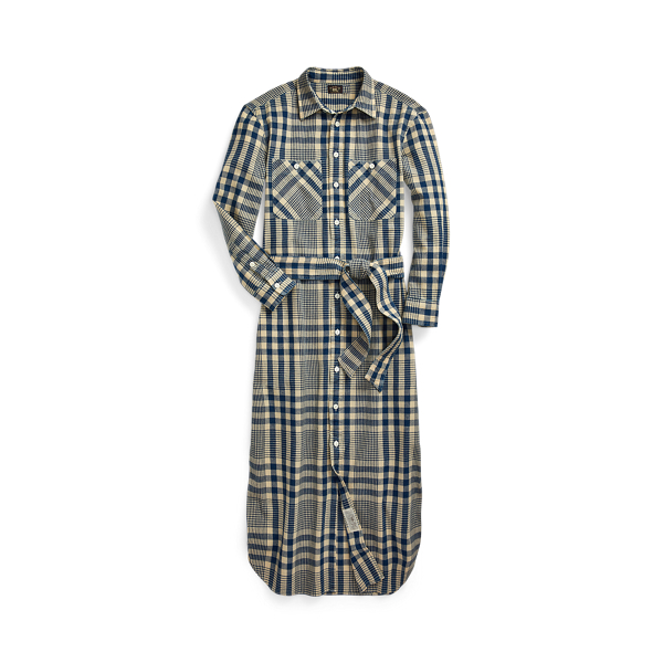 Plaid Cotton-Linen Shirtdress