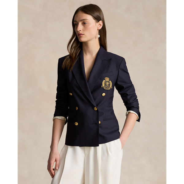 Blazer com brazão e botões duplos