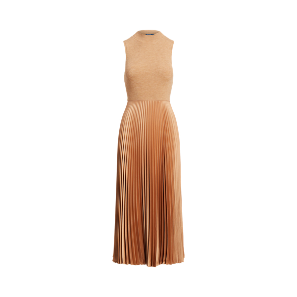 Pleated Sleeveless Mockneck Dress for Women