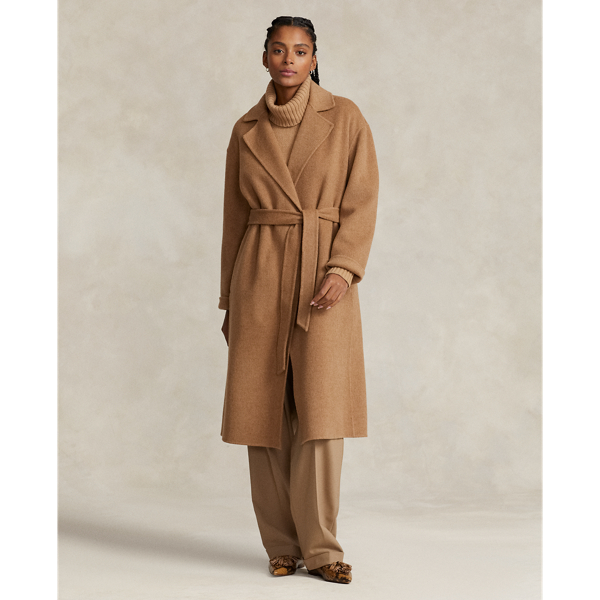 Wool-Blend Wrap Coat