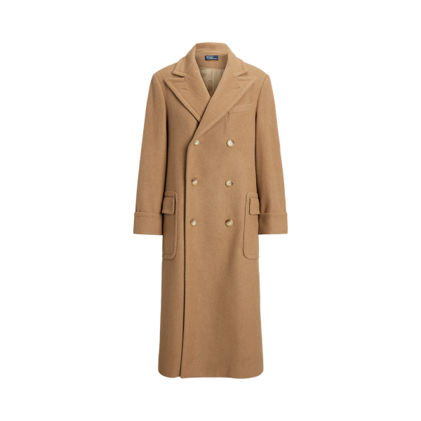Camel Hair Twill Long Polo Coat
