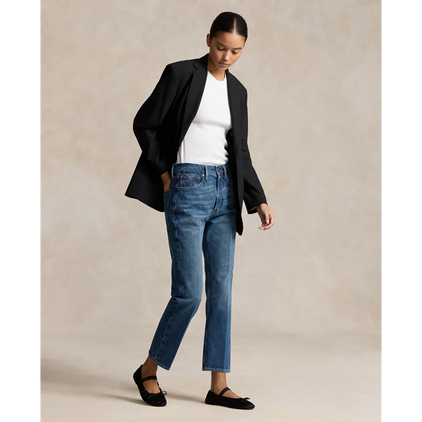 High-Rise Relaxed-Straight 3/4-Jeans