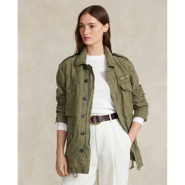 Casaco militar de sarja Relaxed Fit