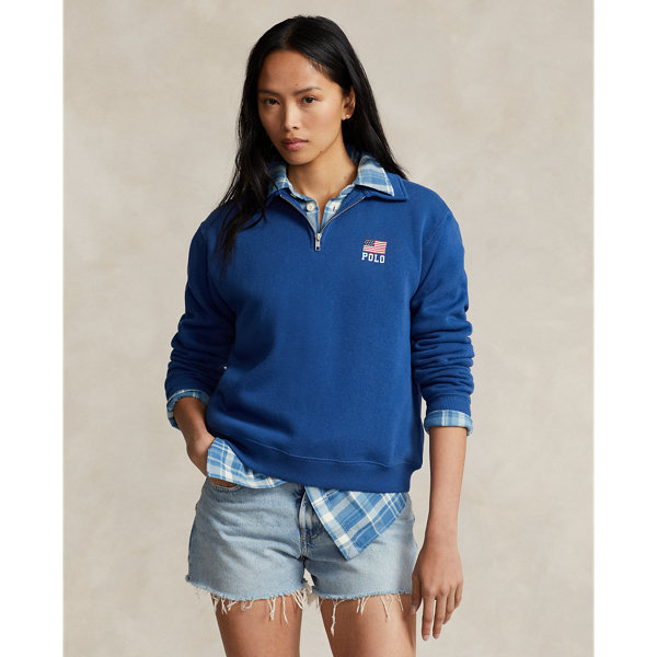 Flag Logo Fleece Quarter Zip Pullover