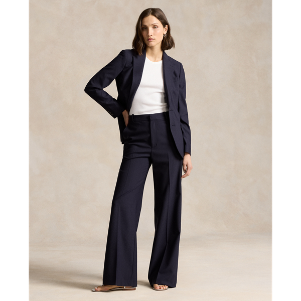 Stretch Wool Faille Wide-Leg Trouser