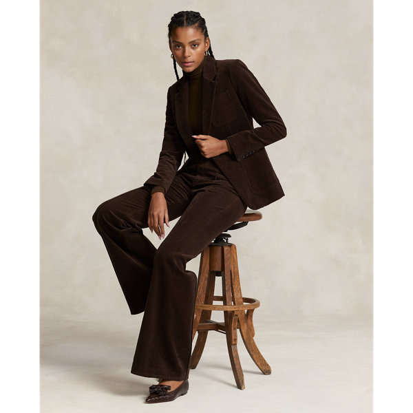 Pintucked Corduroy Flare Trouser