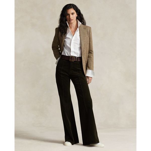 Pintucked Corduroy Flare Trouser