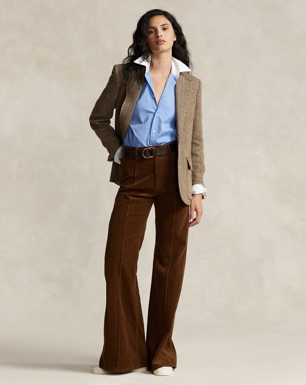 Pintucked Corduroy Flare Trouser