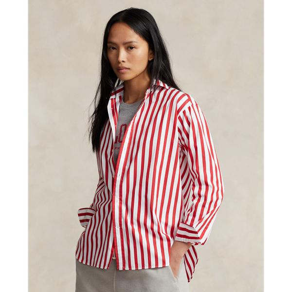 Red and white womens shop striped shirt